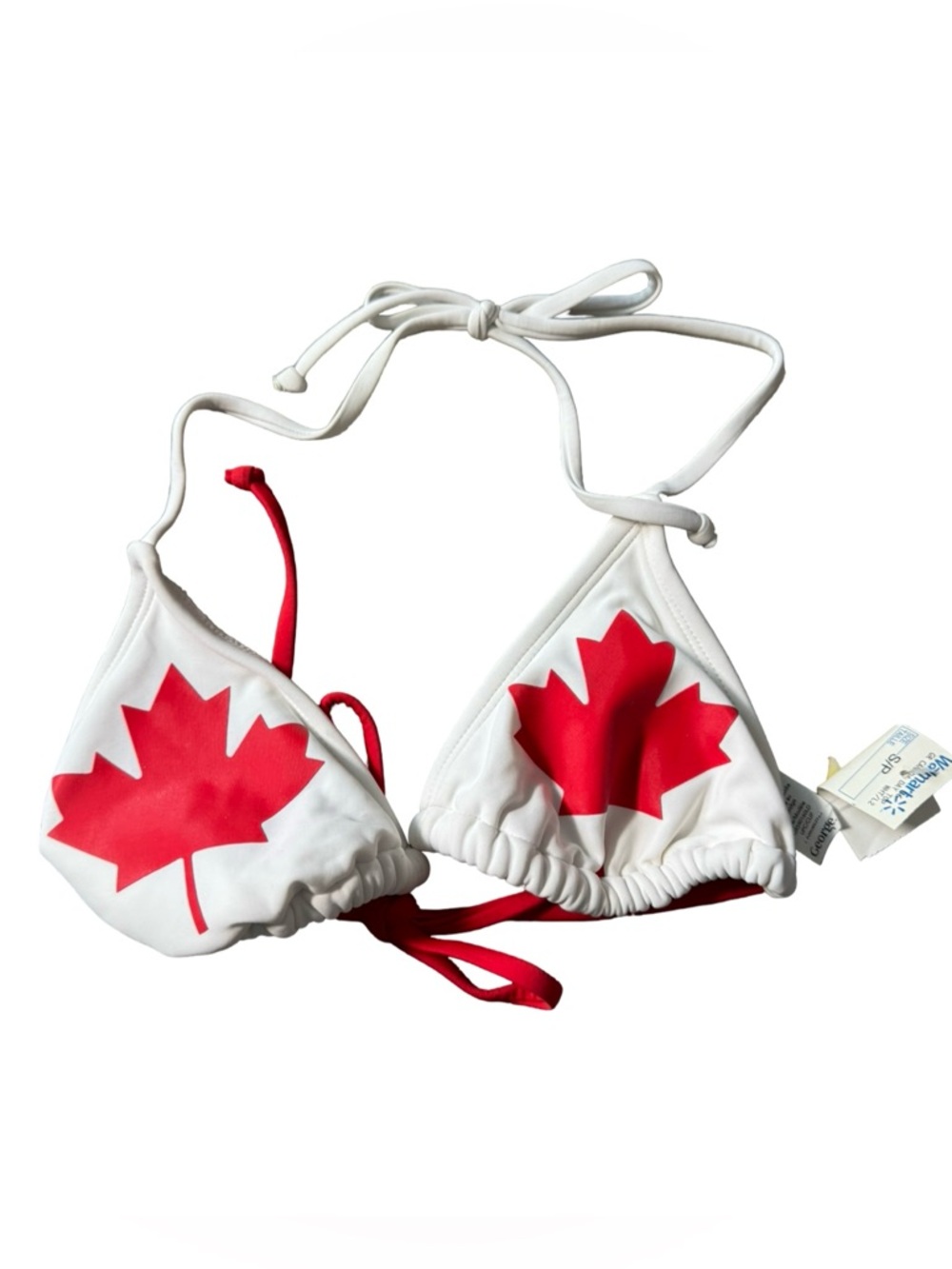 George Canadian Flag Triangle Bikini Top White Red Maple Leaf